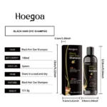 Hoegoa 100ml 3 In 1 Herbal Black Hair Dyeing Shampoo Instant Color Gray To Natural Black Polygonum Multiflorum Hair Dye Shampoo - Image 6