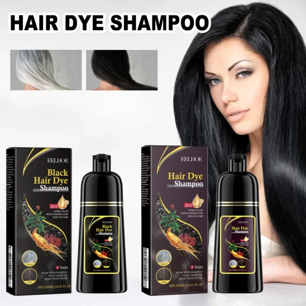 EELHOE Black Hair Dye Shampoo Hair Color Shampoo for Women & Men Natural Herbal Ingredients Champu Para Canas pintar el pelo