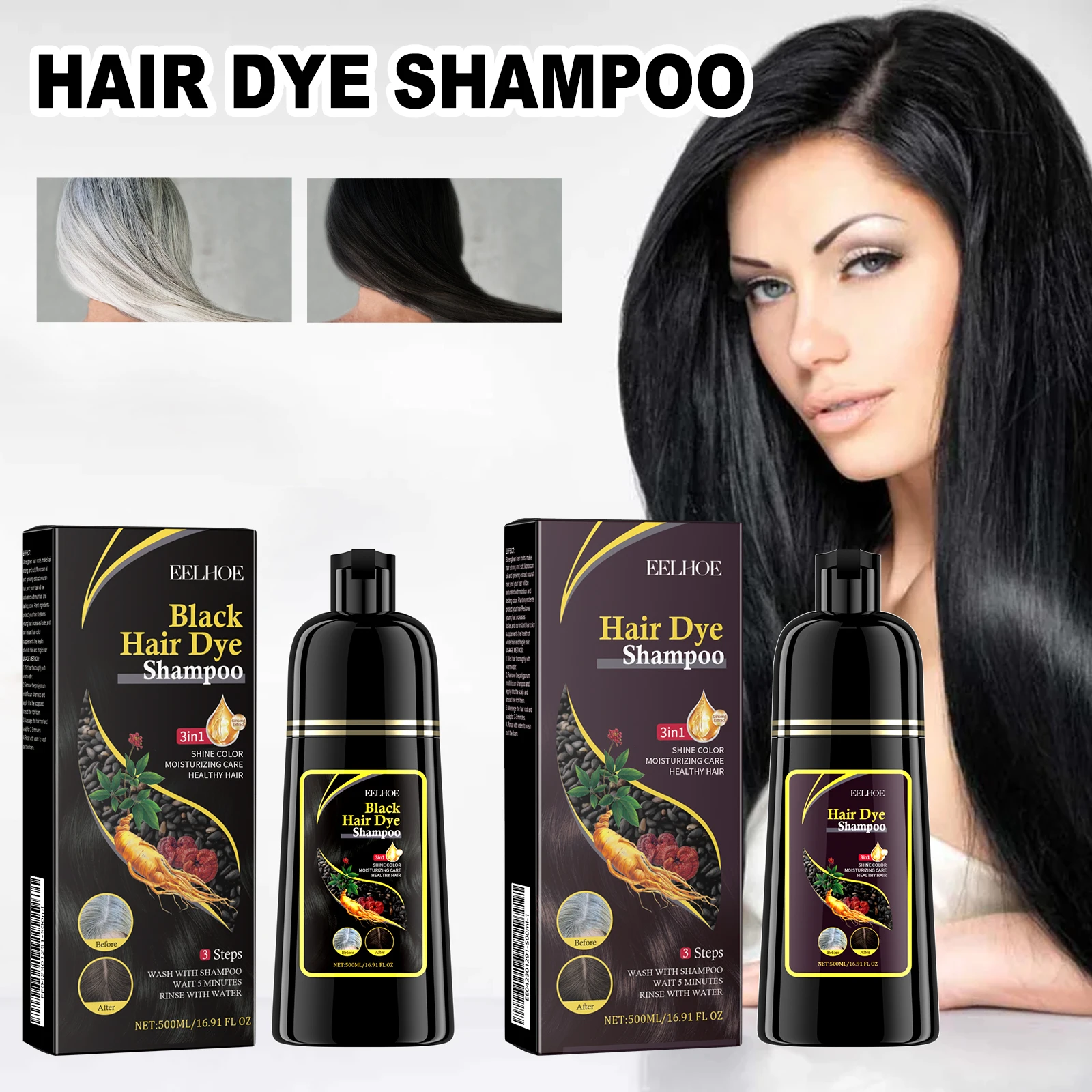 kf-S0d59ccd2c4ab4bbca8a79d40717df7ecf EELHOE Black Hair Dye Shampoo Hair Color Shampoo for Women & Men Natural Herbal Ingredients Champu Para Canas pintar el pelo - Image 1
