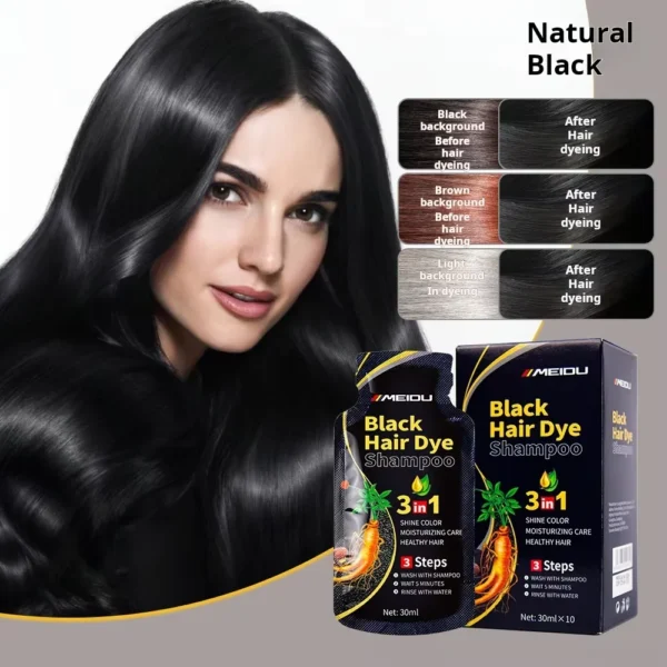 30mlx10pcs Natural Hair Dye Shampoo 3 IN 1 Quick Easy Covering White Grey Hair Cleaning Instant Coloring Nonirritating Hair Care