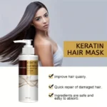 keratin hair mask, containing maca essence and collagen, quickly repairs damaged hair strands, safe and easily absorbed