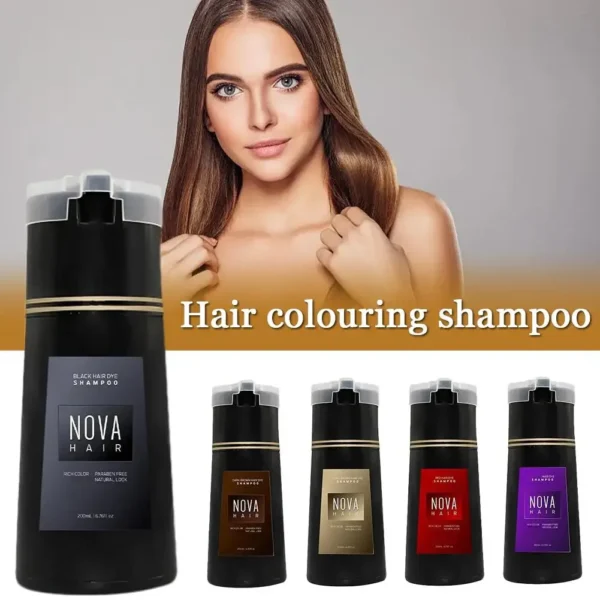 Nova Hair Dyeing 3-in-1 Hair Care Shampoo Natural Fast White Hair Dyed Black Hair Dye Lasting Convenience Men Women Hair Care