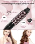 6 in 1 Curling Iron, Curling Wand Set with Thermal Brush (1.5inch) & 1inch Bubble Curling Wand and 3 Interchangeable Ceramic Bar - Image 3