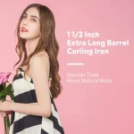 1.5 Inch Extra Large Curling Wand for Long Hair - Ceramic Tourmaline Barrel with 40000000 Negative Ions, 2 Clips - Image 6