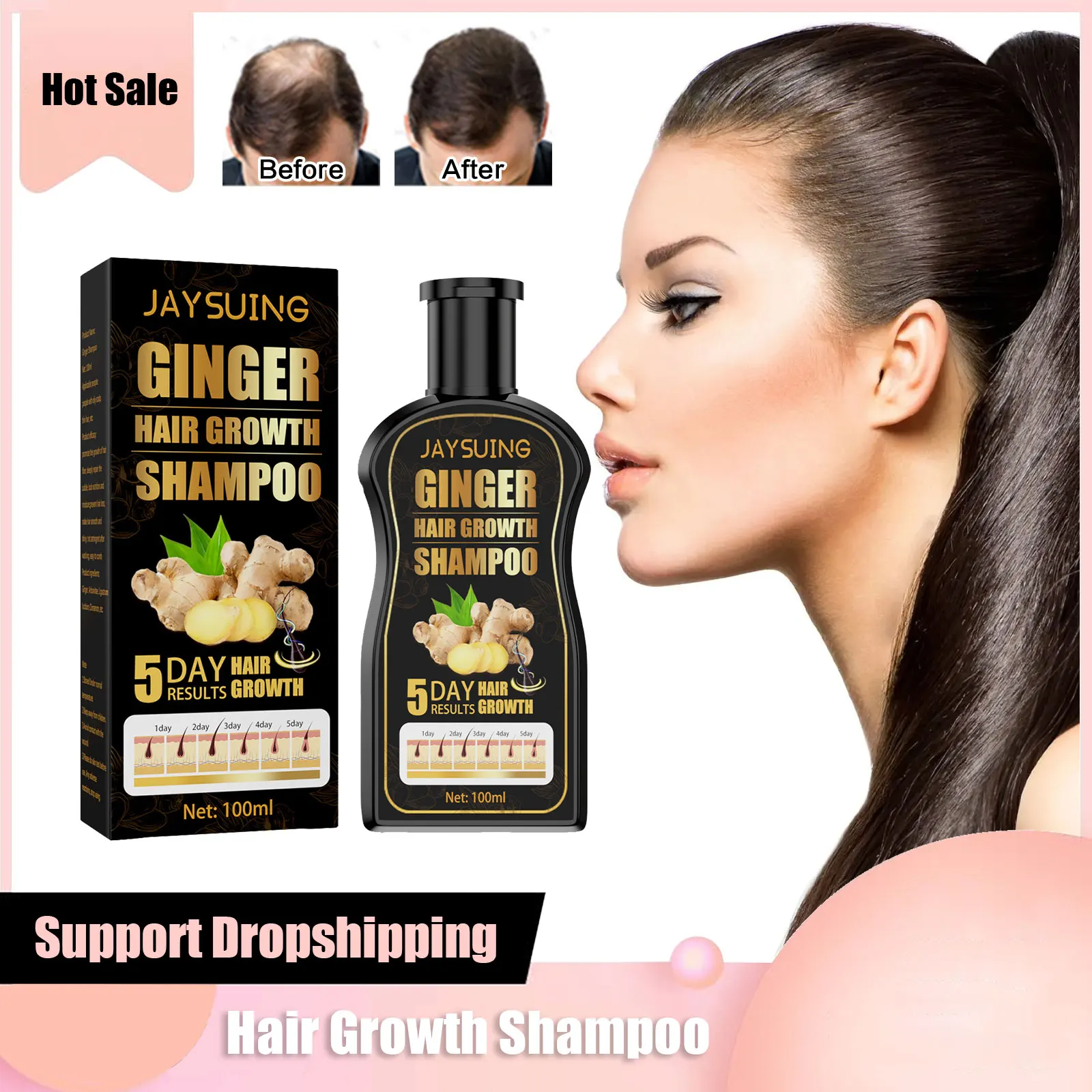 kf-S4db97dd5d6954383a7c88044c8cefaa9z Ginger Regrowth Shampoo Anti Hair Loss Oil Control Dandruff Removal Moisturiz Nourish Scalp Repair Damaged Hair Growth Shampoo - Image 1