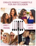 6 in 1 Curling Iron, Curling Wand Set with Thermal Brush (1.5inch) & 1inch Bubble Curling Wand and 3 Interchangeable Ceramic Bar - Image 6