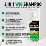 GOIPLE Natural Coconut Oil Wig Milk Shampoo Smooth Repair Moisturizes Frizzy Hair for Wigs Wave 2 in 1 Wig Wash Care Product - Image 4