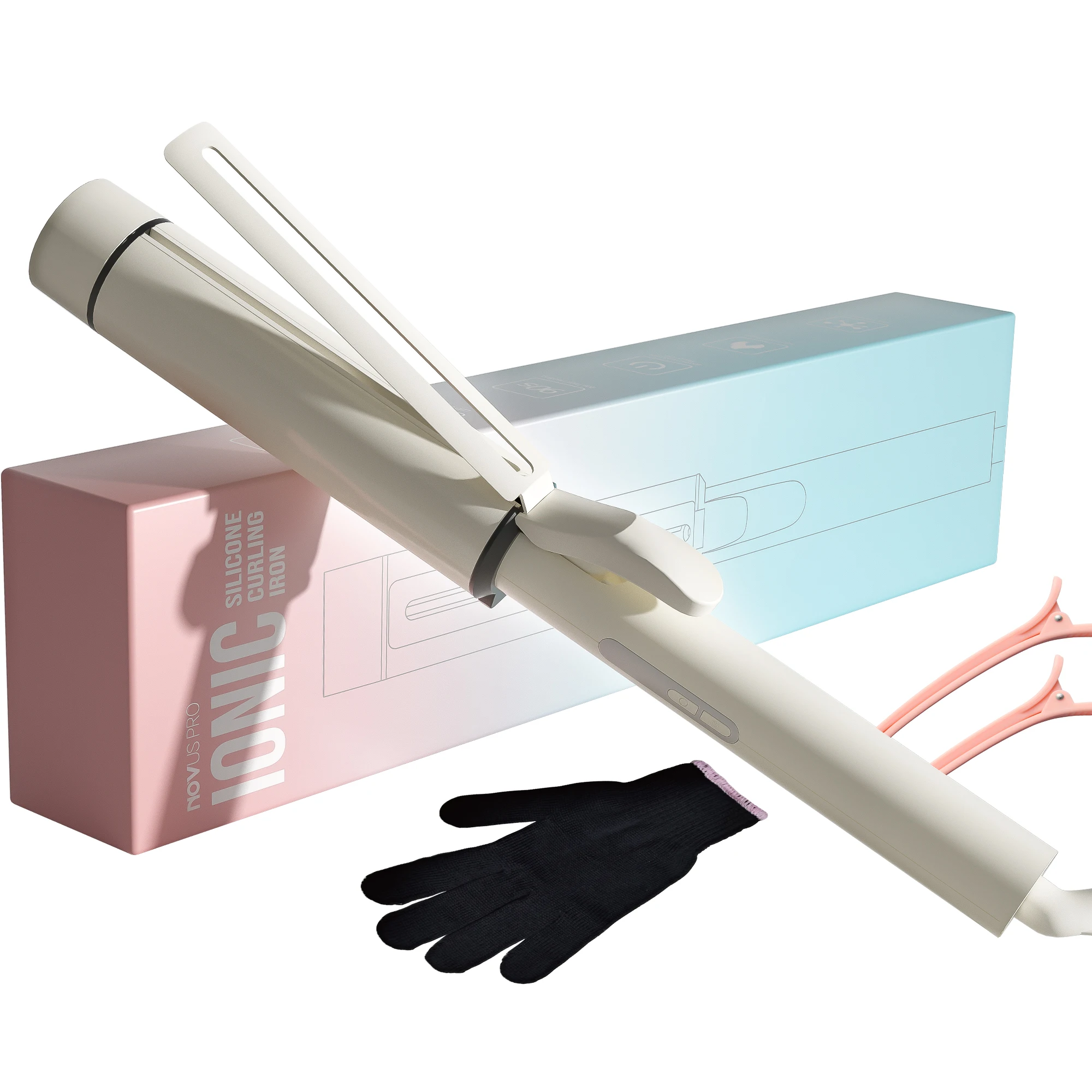 kf-Sc1ca11def0d34c9bbff57d4a5b1f3cccy 1.5 Inch Extra Large Curling Wand for Long Hair - Ceramic Tourmaline Barrel with 40000000 Negative Ions, 2 Clips - Image 1