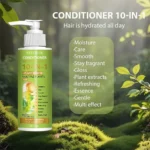 10-in-1 conditioner, all-day moisturizing, plant extracts, smooth and shiny, long-lasting fragrance.