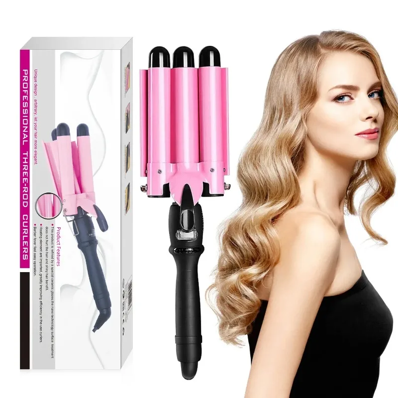 kf-Sf2b7827ed8104e2a96799a59646fa700l Ceramic Triple Barrel Hair-Curler Irons Hair Wave Waver Styling Tools Hair Styler Wand for Woman Professional Hair Curling Iron - Image 1