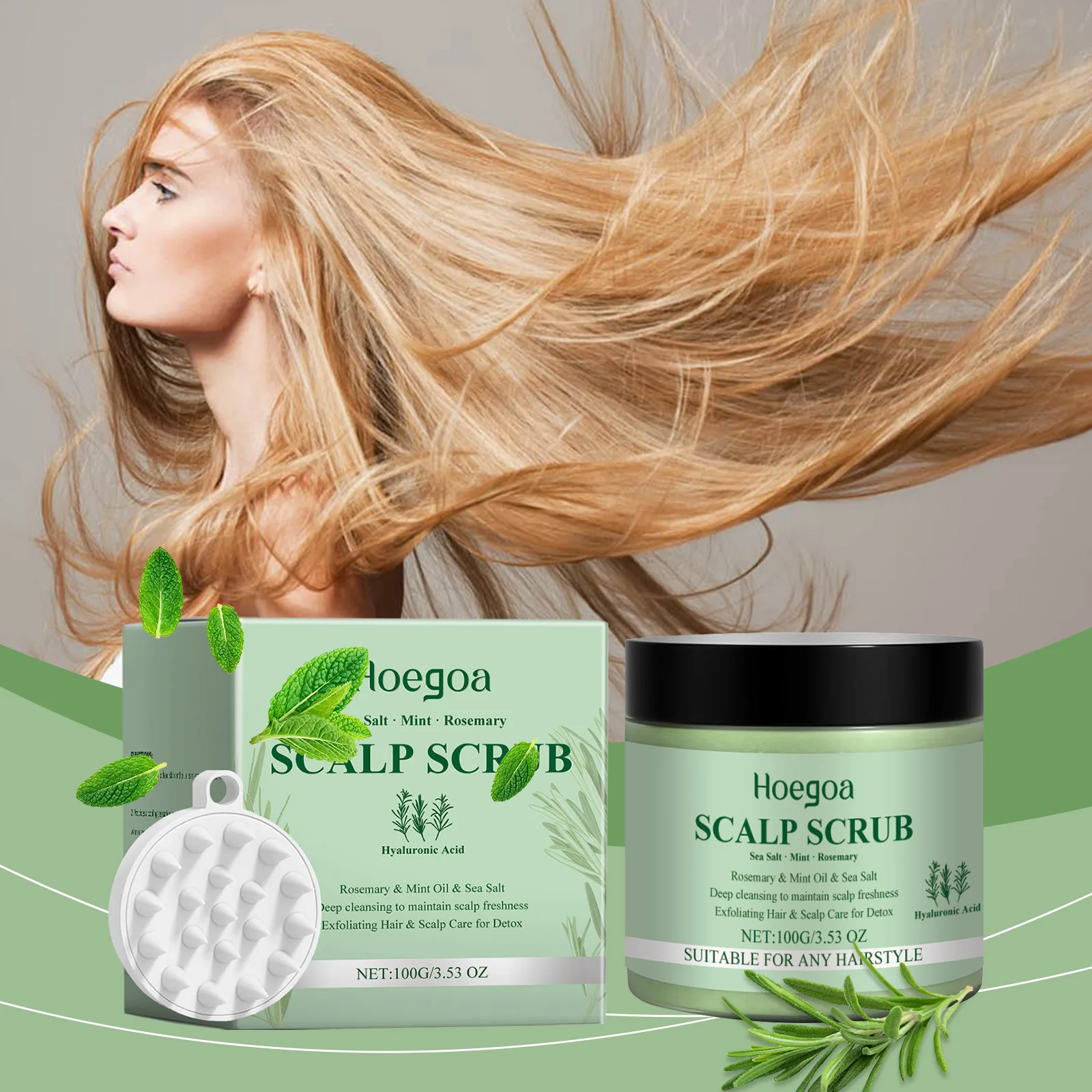 kf-Sfa31721c1cba46f1ade2a6c210bec0bcn Rosemary Scalp Scrub Gentle Deeply Cleansing Shampoo Moisturizing Cooling Nourishing Soothing Hair Scalp Massager Care Products - Image 1